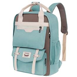 Wikistore - College Backpack for Women 15.6 Inch Waterproof Laptop Backpack Vintage Travel Bag - Blue