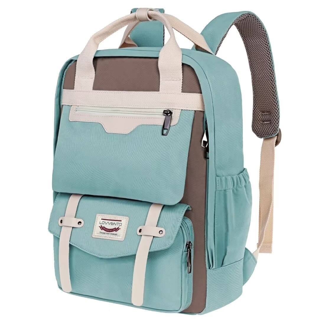 Front. Wikistore - WIKISTORE College Backpack for Women 15.6 Inch Waterproof Laptop Backpack Vintage Travel Bag - Blue.