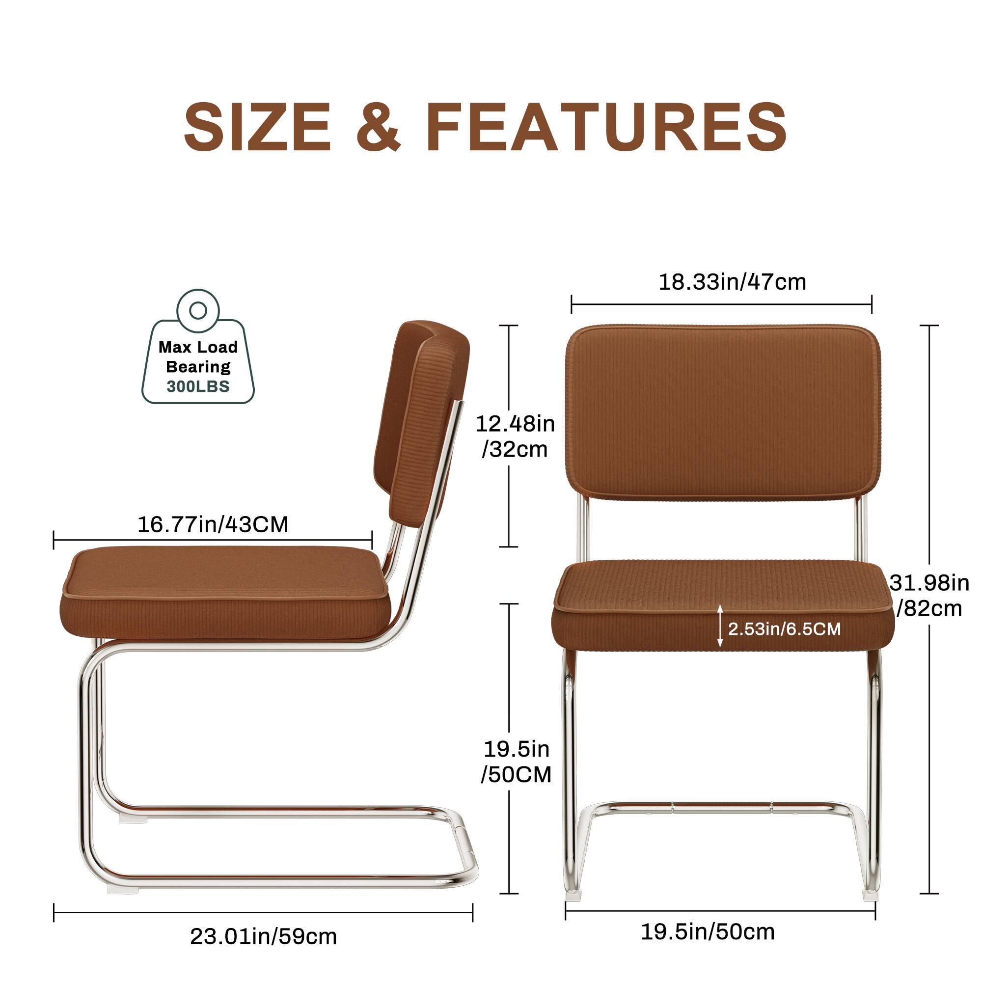 **Size & Features:**

- **Max Load Bearing:** 300 LBS
- **Dimensions:**
  - 18.33 in / 47 cm
  - 12.48 in / 32 cm
  - 16.77 in / 43 cm
  - 31.98 in / 82 cm
  - 2.53 in / 6.5 cm
  - 19.5 in / 50 cm
  - 23.01 in / 59 cm
  - 19.5 in / 50 cm