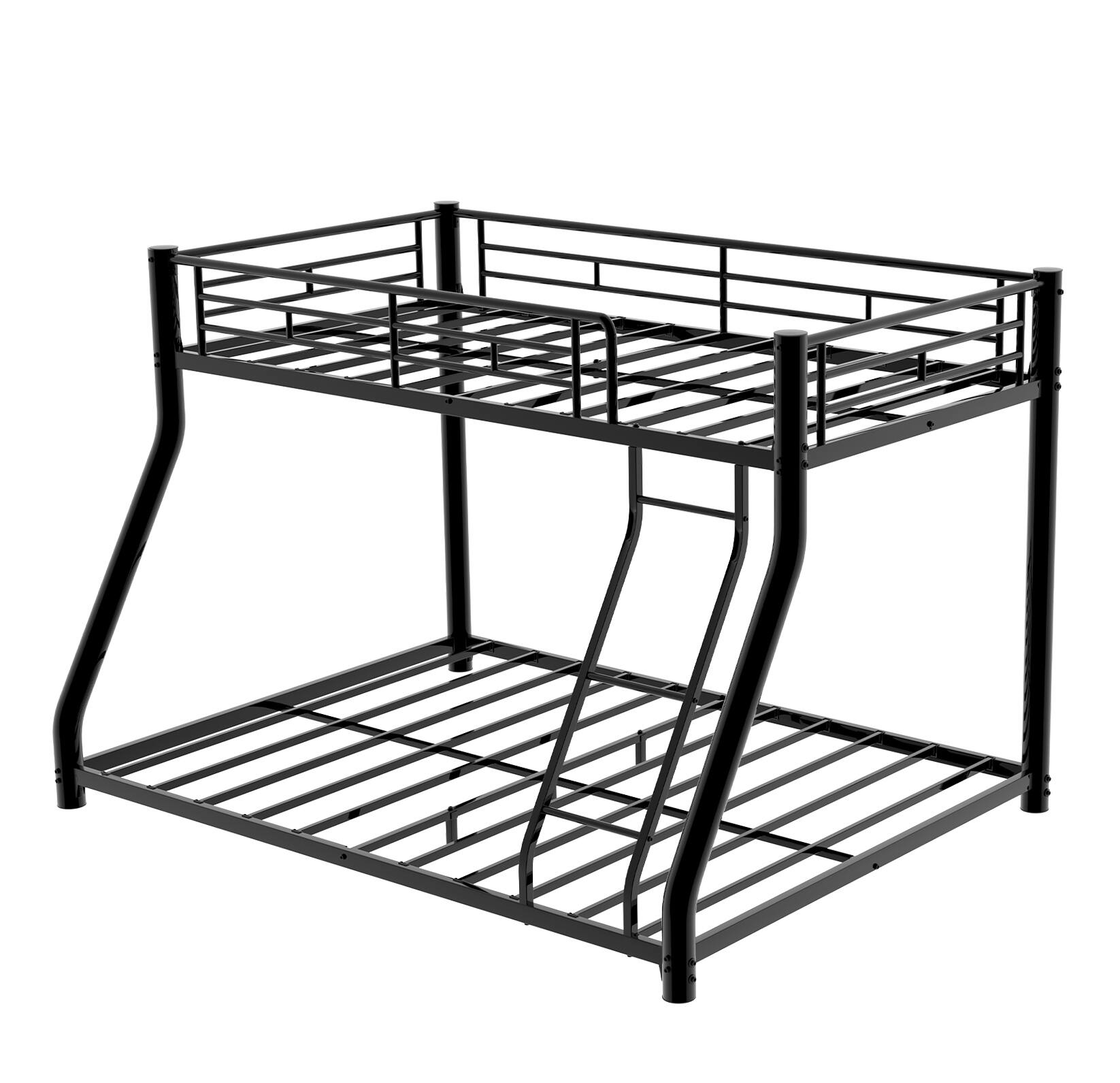 Alt View 9. Loheer - Loheer Twin Over Full Metal Bunk Bed Heavy Duty Frame with LED Lights USB Ports Storage Headboard and Ladder Noise Free - Black.