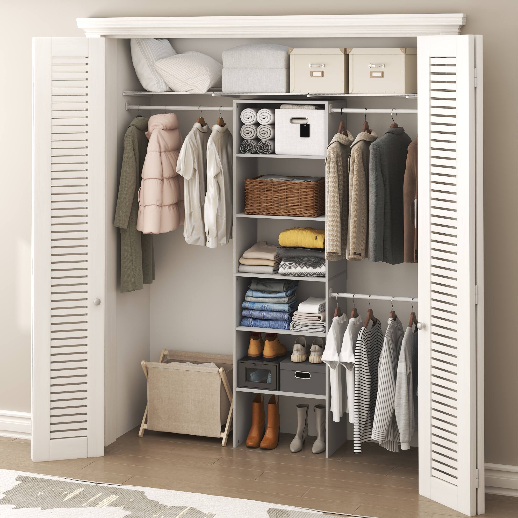 Alt View 1. Furinno - FANO Closet Organizers and Storage, 5-Tier Closet Storage Organizer with Adjustable Shelves, 14.8 x 23.6 x 82.1 - White.