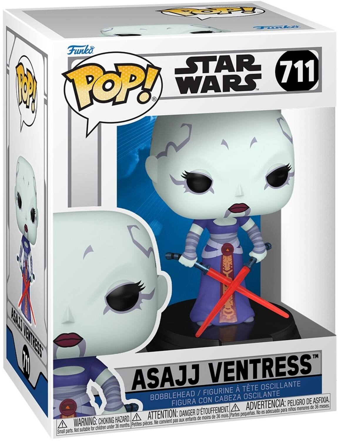 OP Tl Funko STAR 711 M POP! WARS TM F ASAT VETRESS 20 ASAJJ VENTRESS TTE OSCILLANTE BOBBLEHEAD / FIGURINE OSCILANTE FIGURA CON CABEZA PELIGRO DE ASFIXIA D'TOUFFEMENT. ADVERTENCIA: para niños menores de 36 meses. DANGER pequeñas. No es adecuado HAZARD. ATTENTION: aux enfants de moins de 36 mois Partes WARNING: CHOKING Petites pièces. Ne convient pas for children under 36 months, Small parts. Not suitable