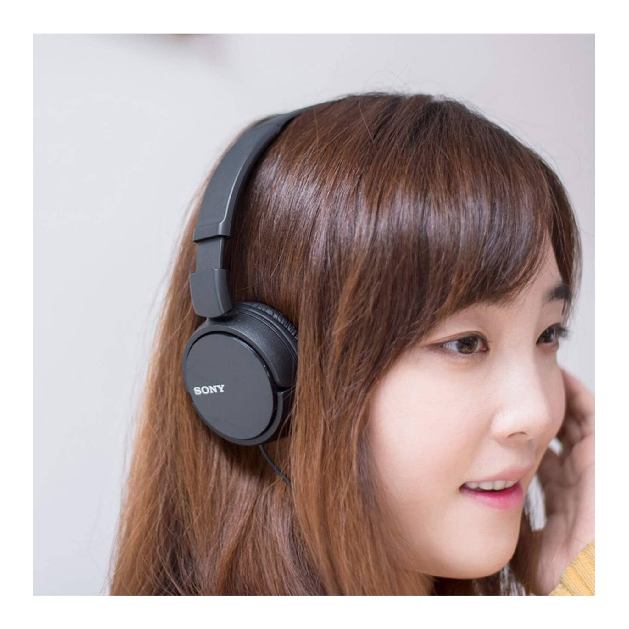 Left. Sony - Sony MDR-ZX110 On-Ear Stereo Headphones (Black).