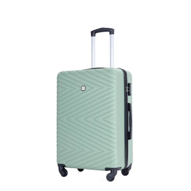 Angle. HTUTWOO - Luggage 4-Piece ABS Lightweight Suitcase with Rotating Wheels - 16/20/24/28 Inch, TSA Lock - Olive Green.