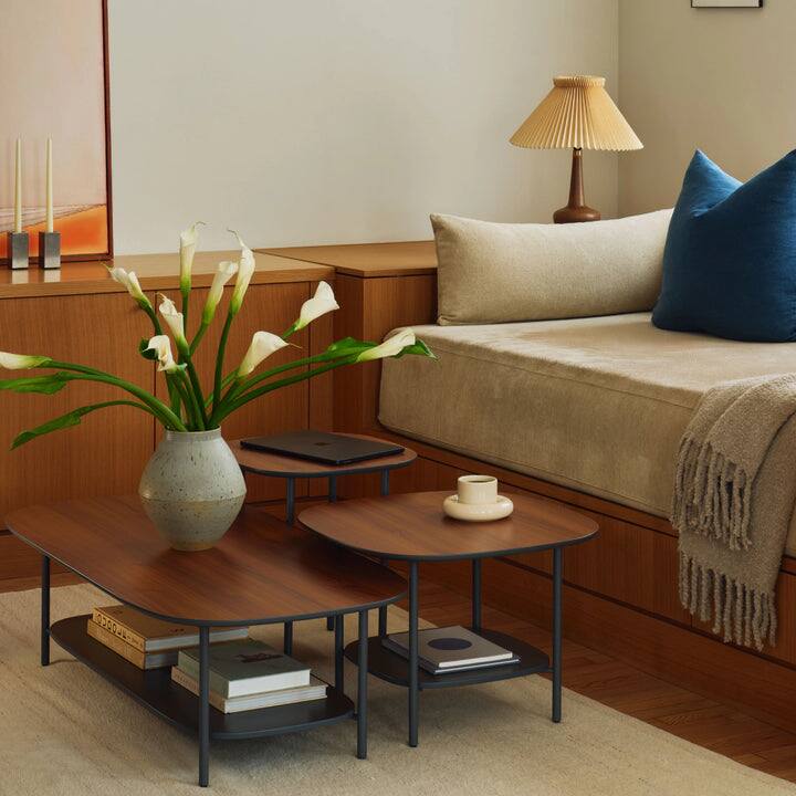 Alt View 1. Branch - Branch Side Table – Two-Tier Compact End Table, Steel Base, Modern Accent Table for Living Room or Office - Walnut / Carbon.