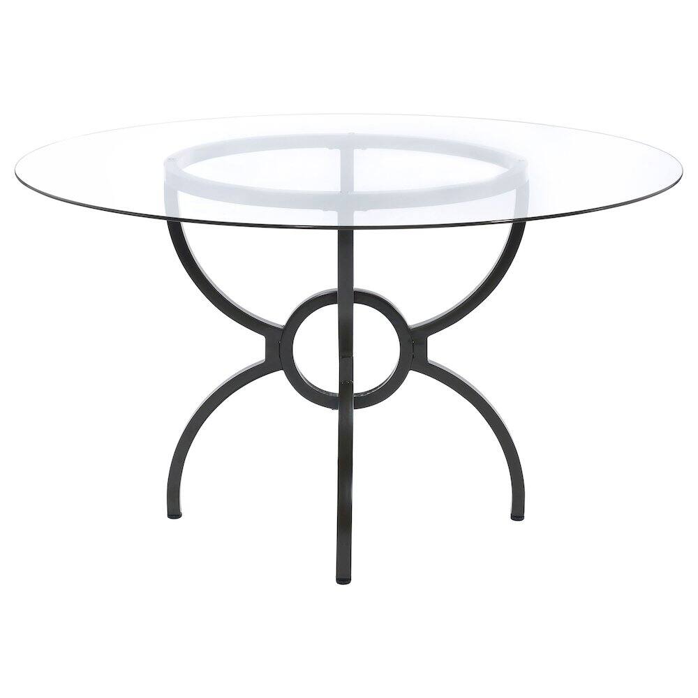 Alt View 3. Coaster Co. of America - Aviano Round 48-inch Glass Top Metal Dining Table Gunmetal - Black.