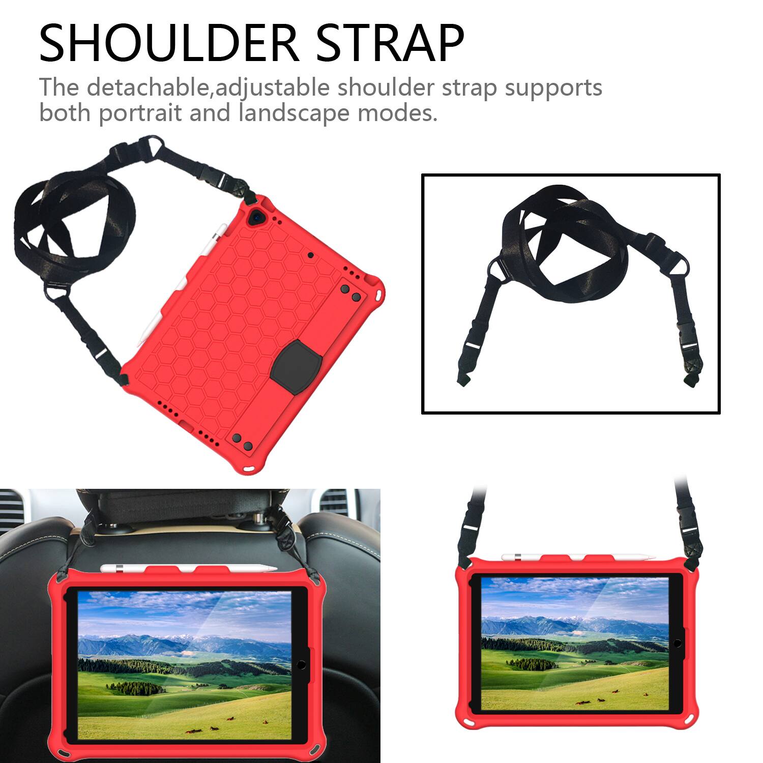 SHOULDER STRAP  
The detachable, adjustable shoulder strap supports both portrait and landscape modes.