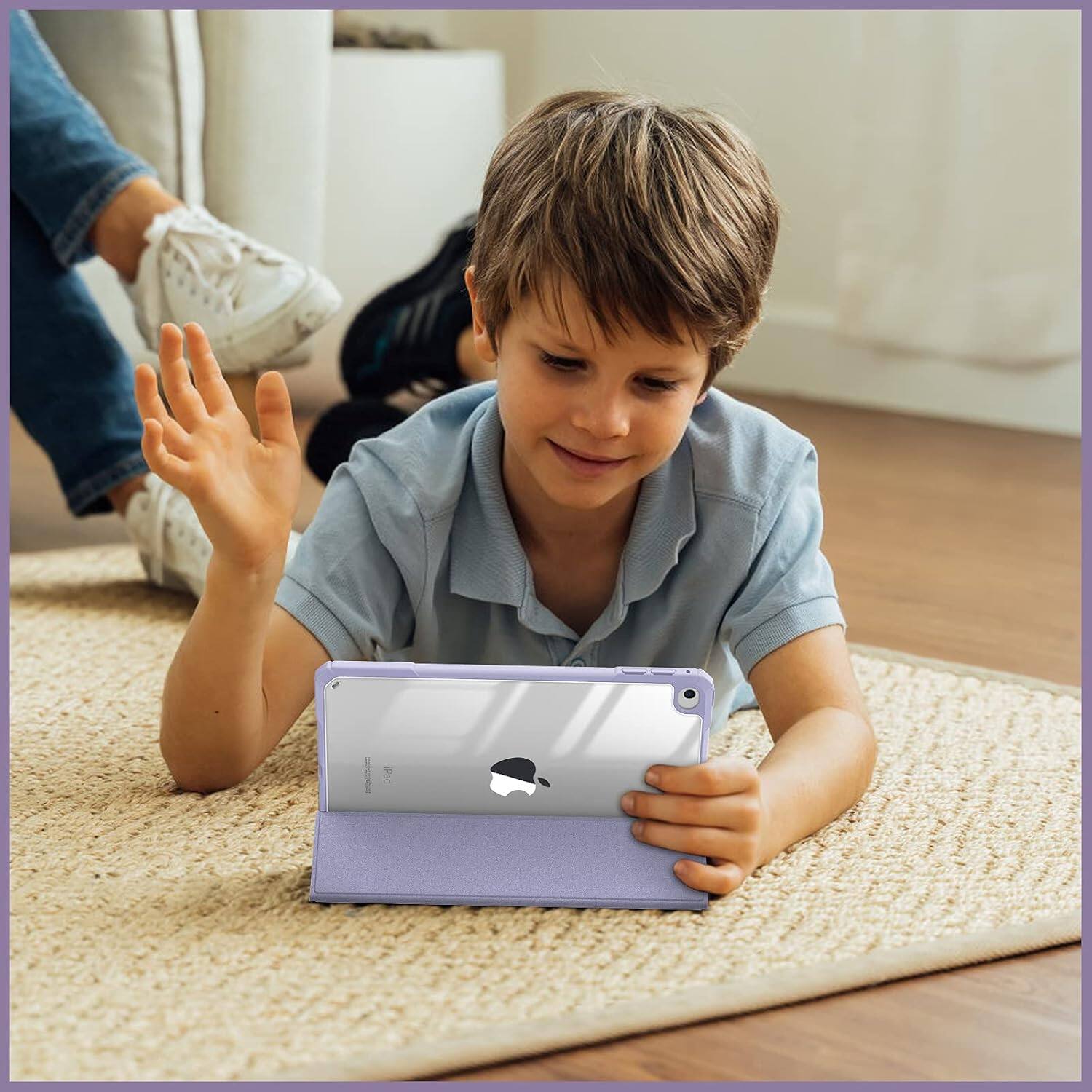 Alt View 5. Fintie - Clear Case for iPad mini 5th Generation 7.9 inch/ iPad mini 4 Hybrid Slim Shockproof Cover with Transparent Back Shell - Lilac Purple.