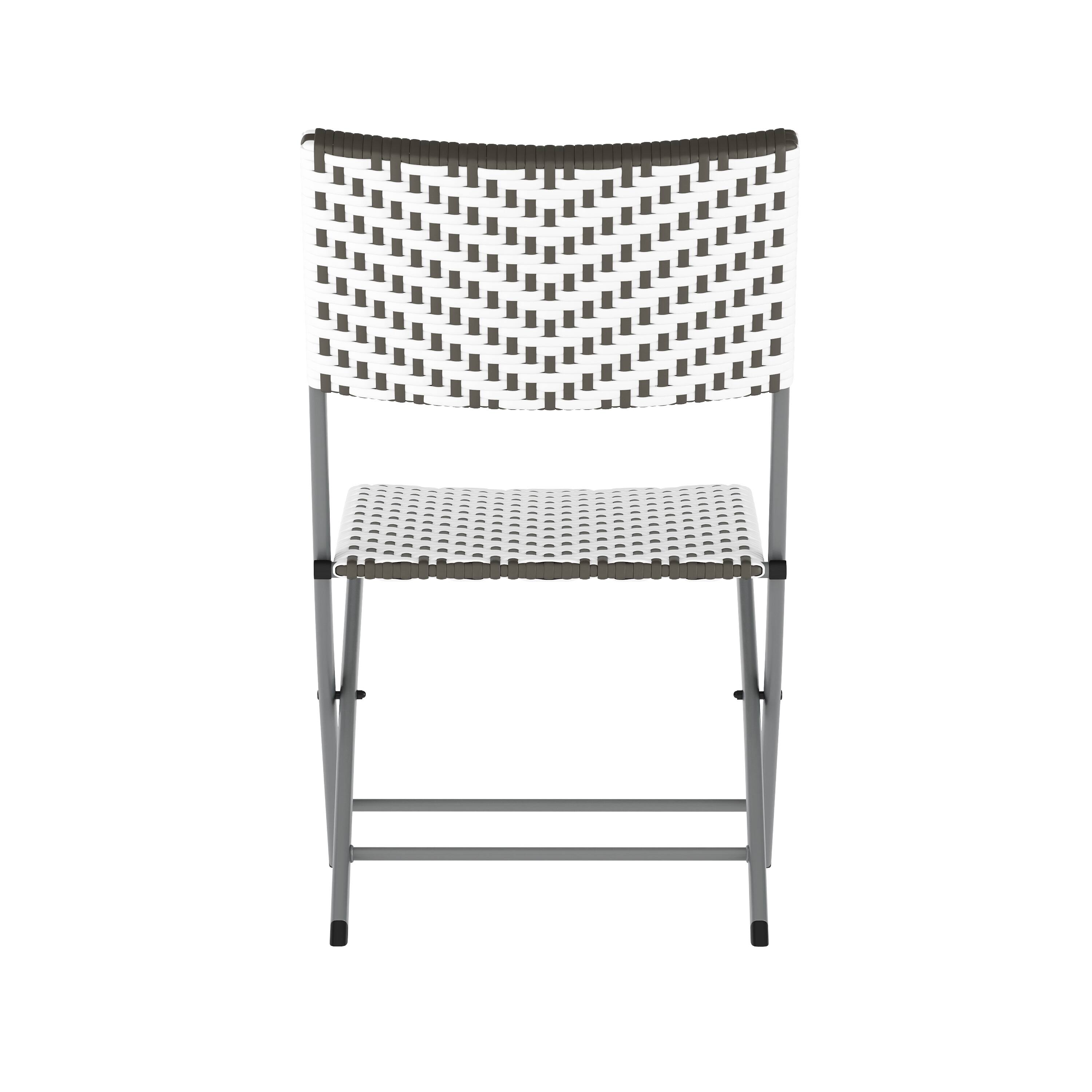 Alt View 7. Emma + Oliver - Ciel Three Piece Folding Bistro Set in PE Rattan with Metal Frames for Indoor and Outdoor Use - Gray & White.