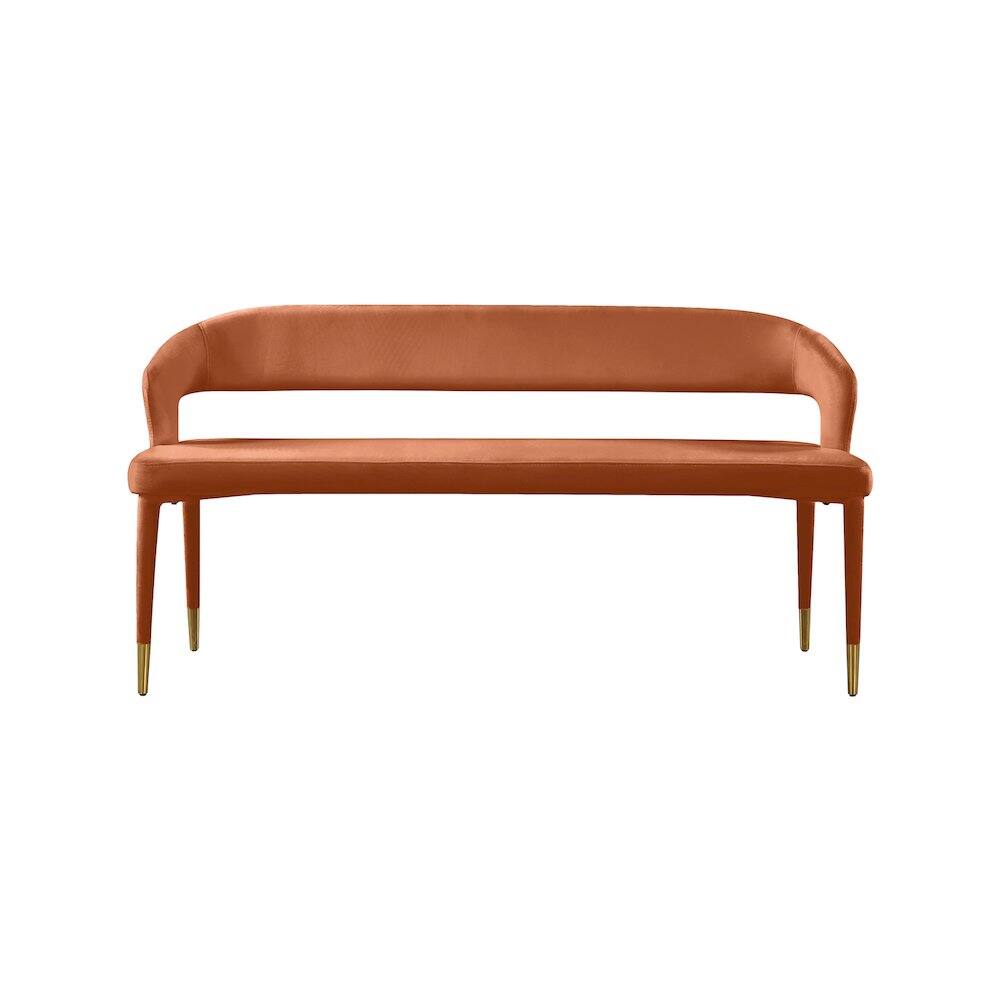 Left. Meridian Furniture - Destiny Cognac Velvet Bench - Cognac Velvet.