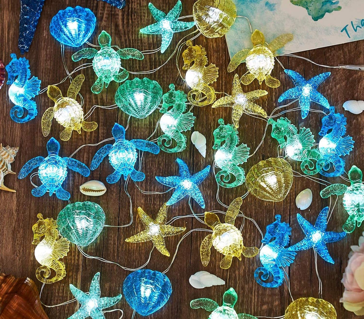 ACJPR - Ocean String Lights, 10ft 30LED Marine Life USB or Battery Operated