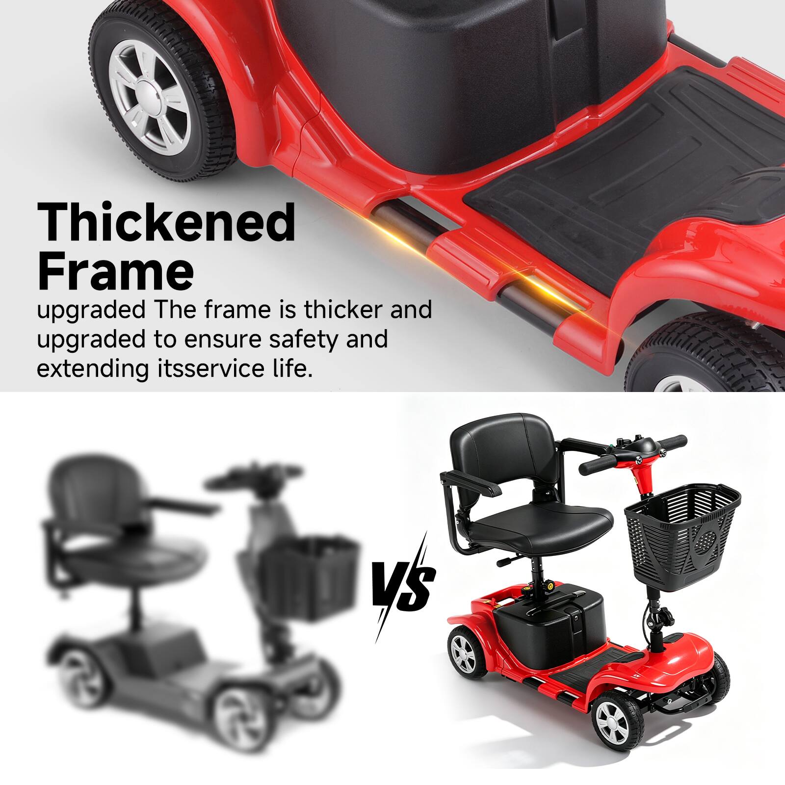 Thickened Frame  
upgraded The frame is thicker and upgraded to ensure safety and extending its service life.