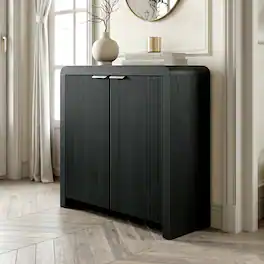 Hudson&Canal - Preston 32" Wide Rectangular Fluted Accent Cabinet - Black