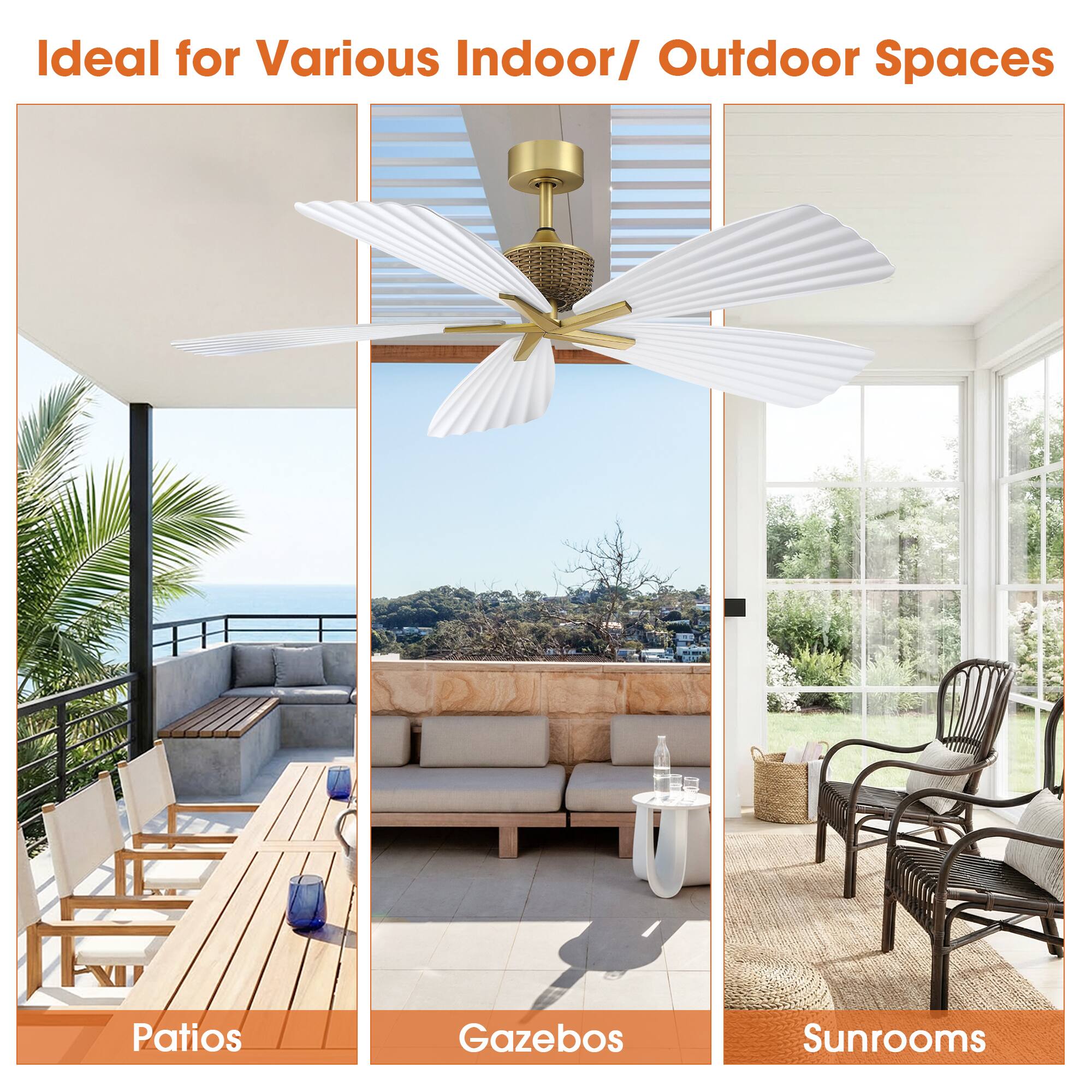 Ideal for Various Indoor/Outdoor Spaces

- Patios
- Gazebos
- Sunrooms