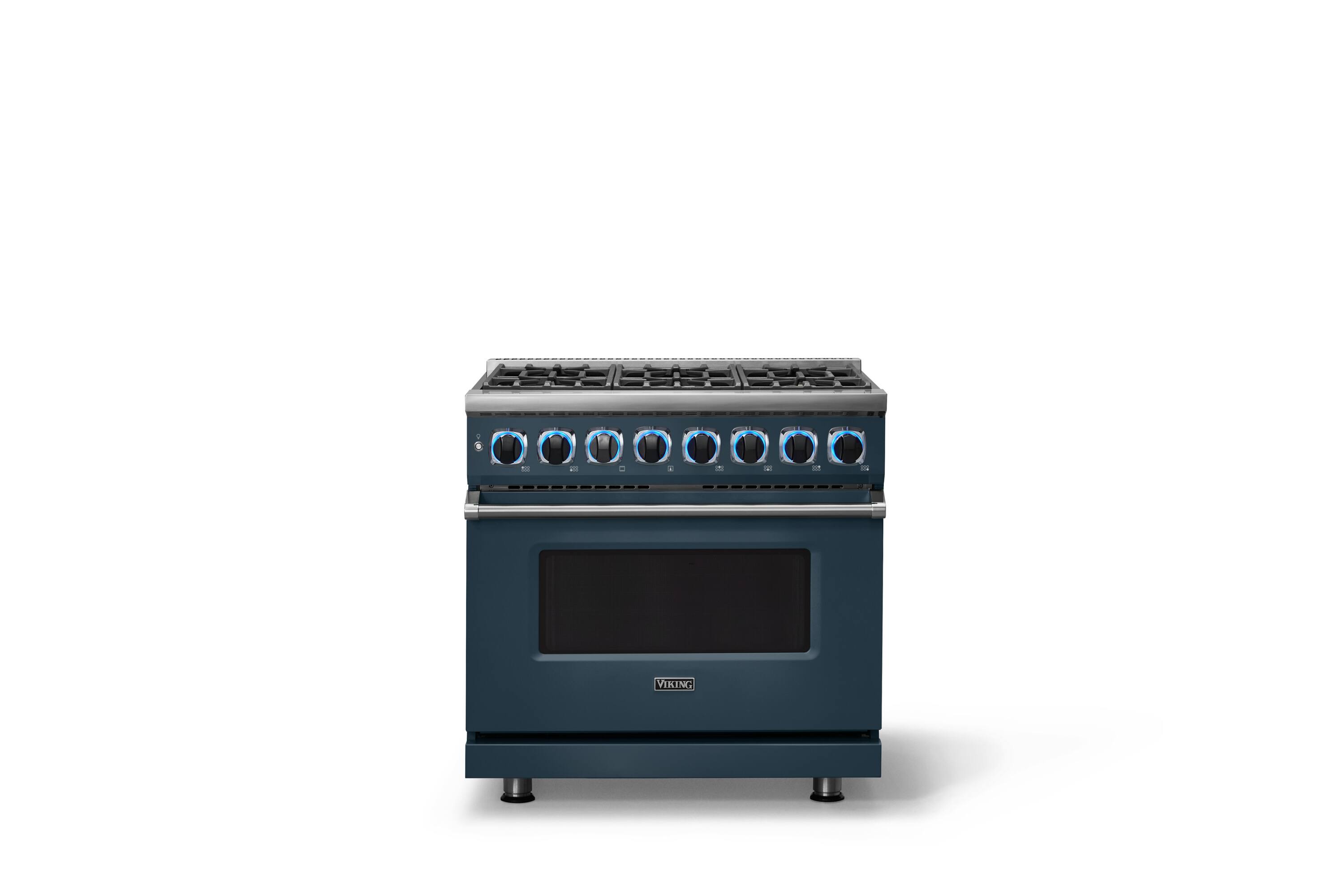 Alt View 4. Viking - 36 in. Wide 6 Burner Dual Fuel Sealed Burner Range - Squall.
