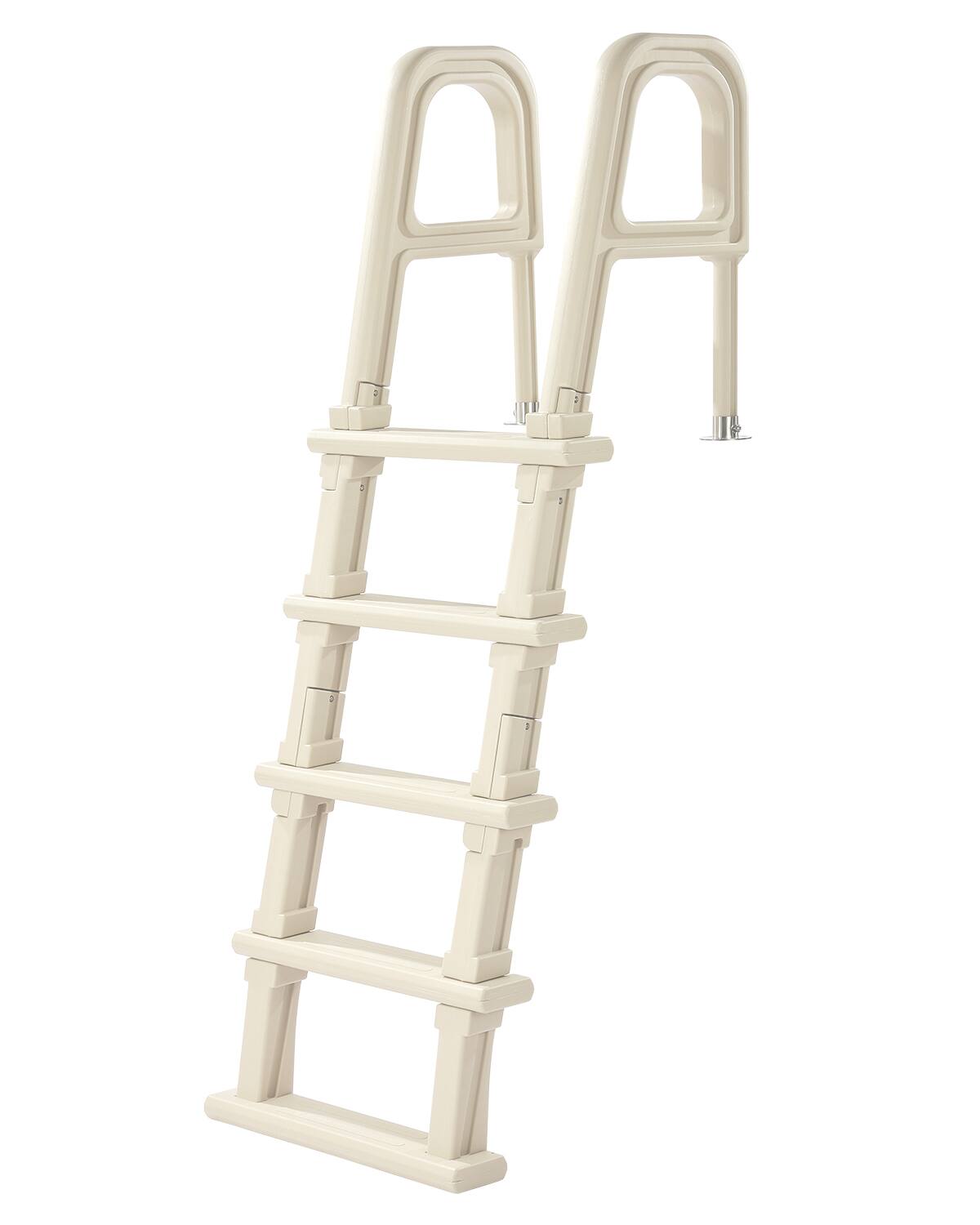 Front. VEVOR - Swimming Pool Ladder, 75°Inclined 5-Step Double Handrails Stair, Non-slip Heavy Duty Steps, Load Capacity 300 lb - White.
