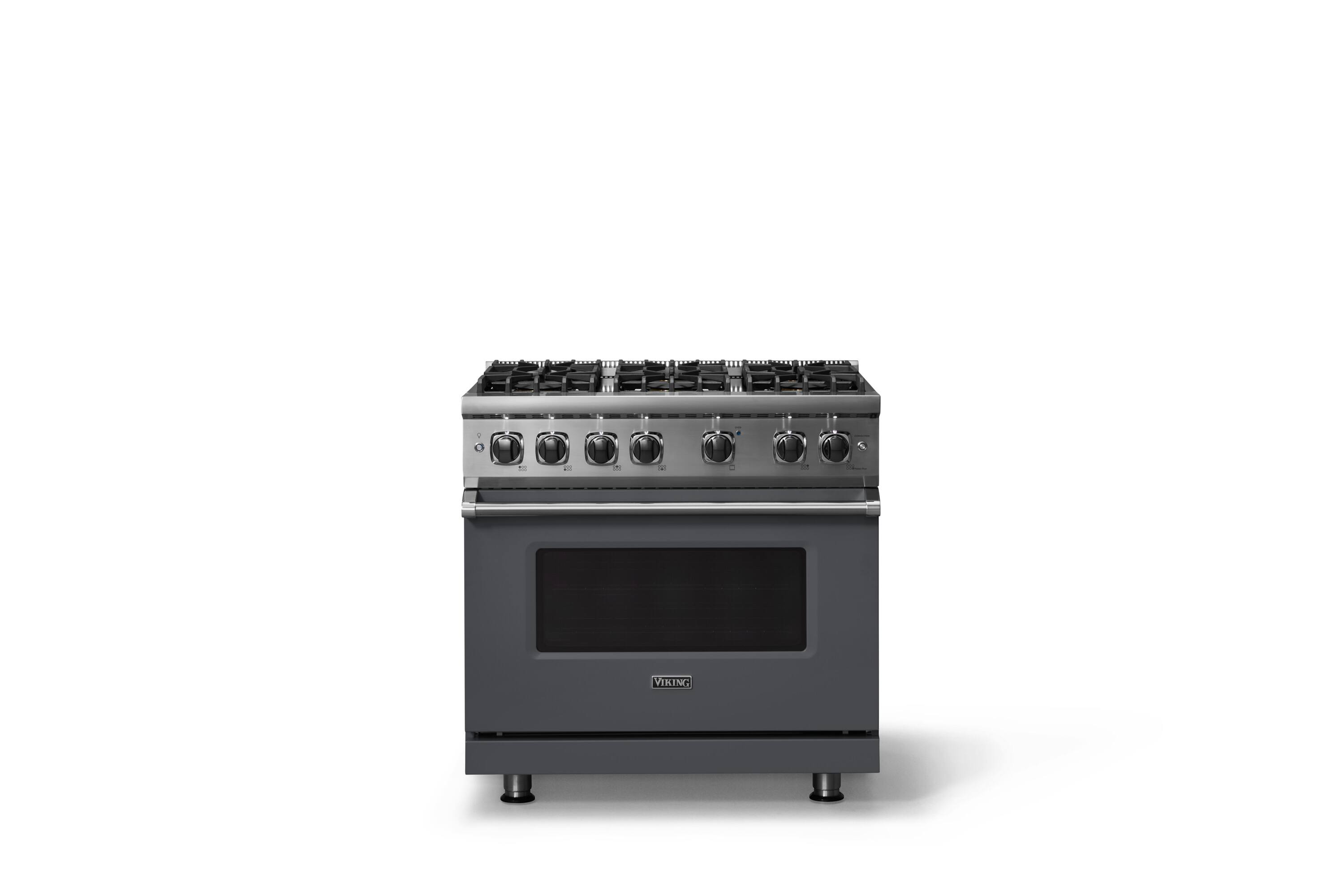 Alt View 3. Viking - 36"W./24"D. 5.1 Cu. Ft.  Gas Sealed Burner Range-6 Burners-Cast Black - Cast Black.