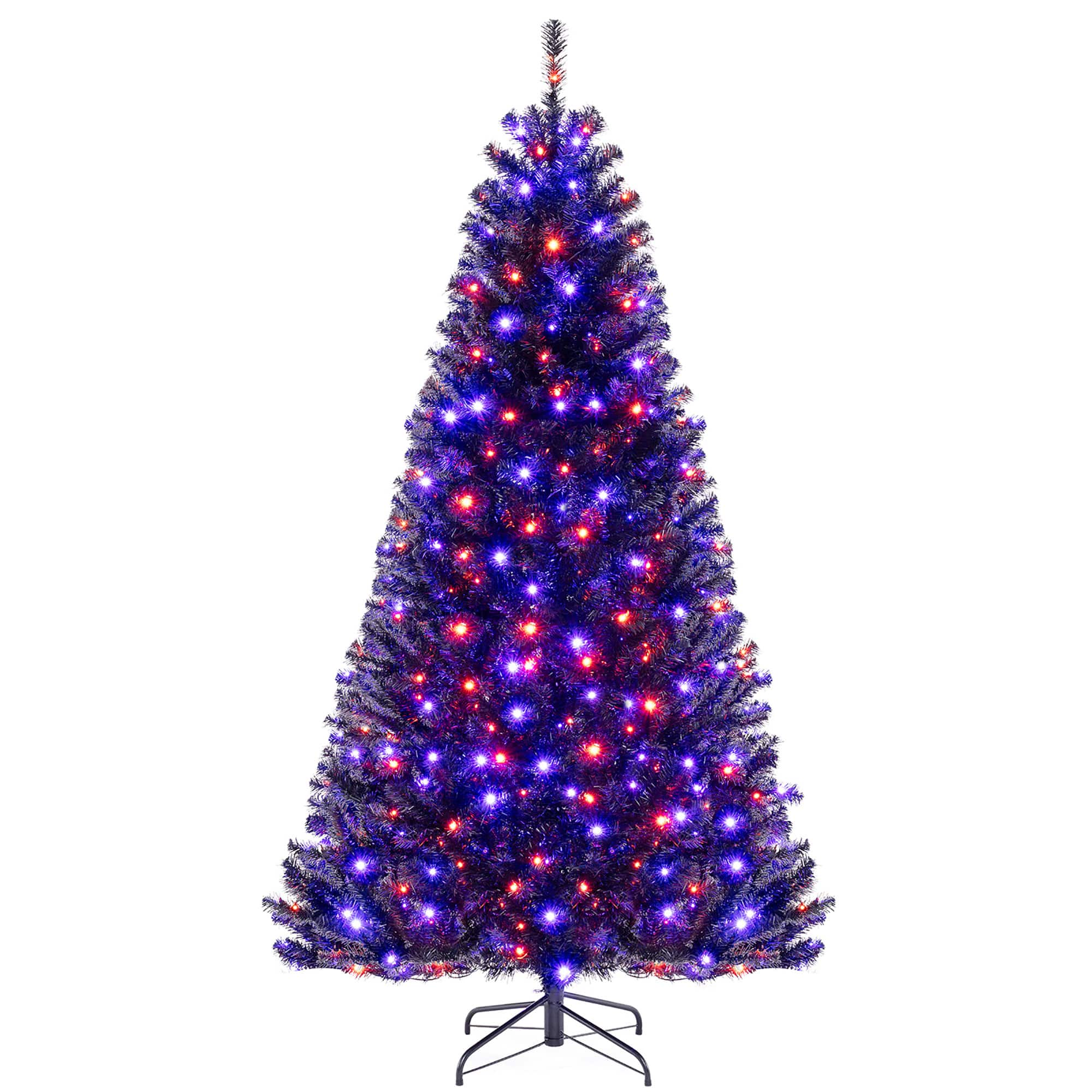 Front. Gymax - Gymax 7 Halloween Tree Artificial Decoration Tree w/1040 Branch Tips 6 Lighting Modes - Black.