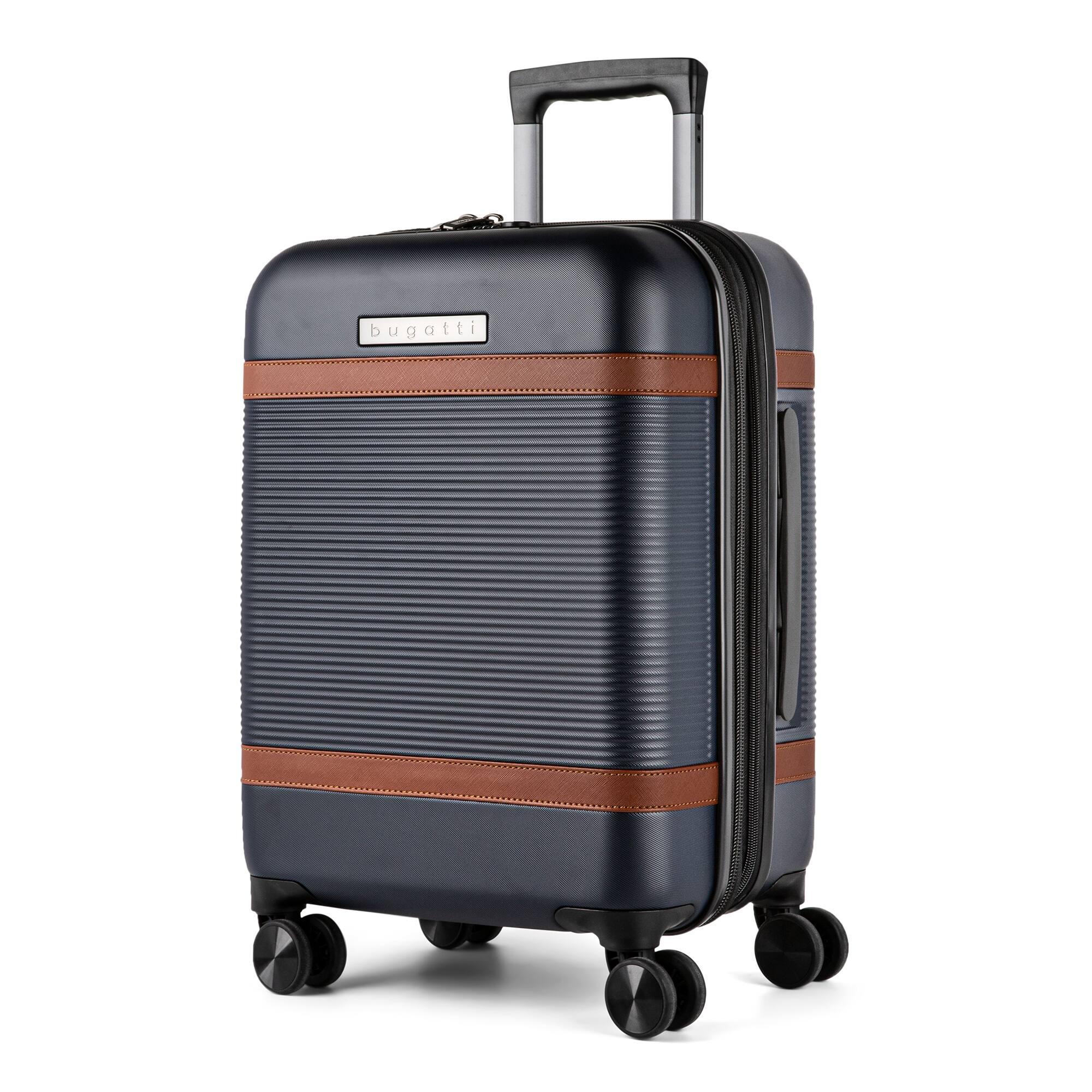 Angle. Bugatti - Wellington Expandable Spinner Hardside Suitcase Set - 3 Piece - Navy.
