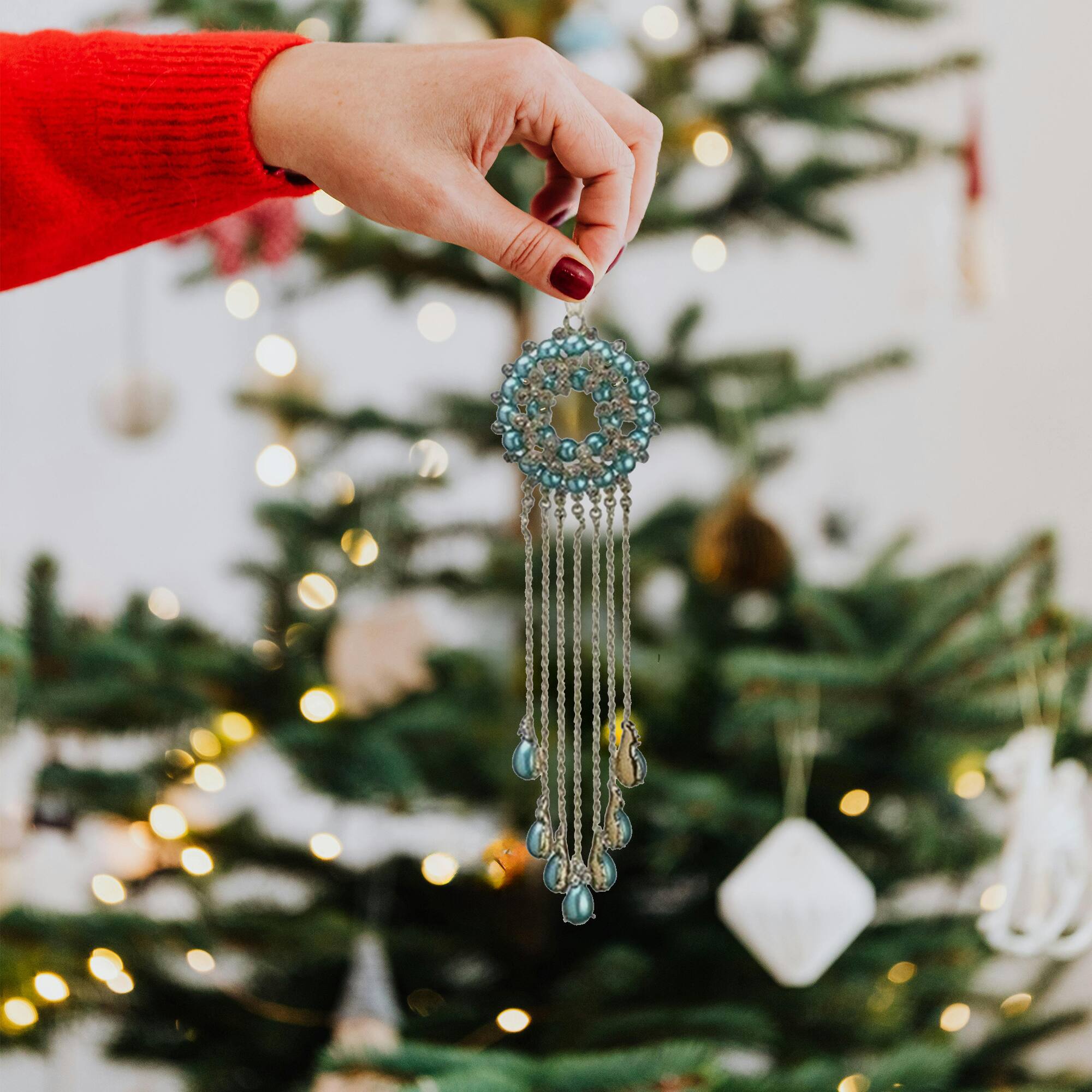 Alt View 3. Allstate - 7.5" Gold and Turquoise Green Rhinestone Embellished Medallion Christmas Ornament - Gold.