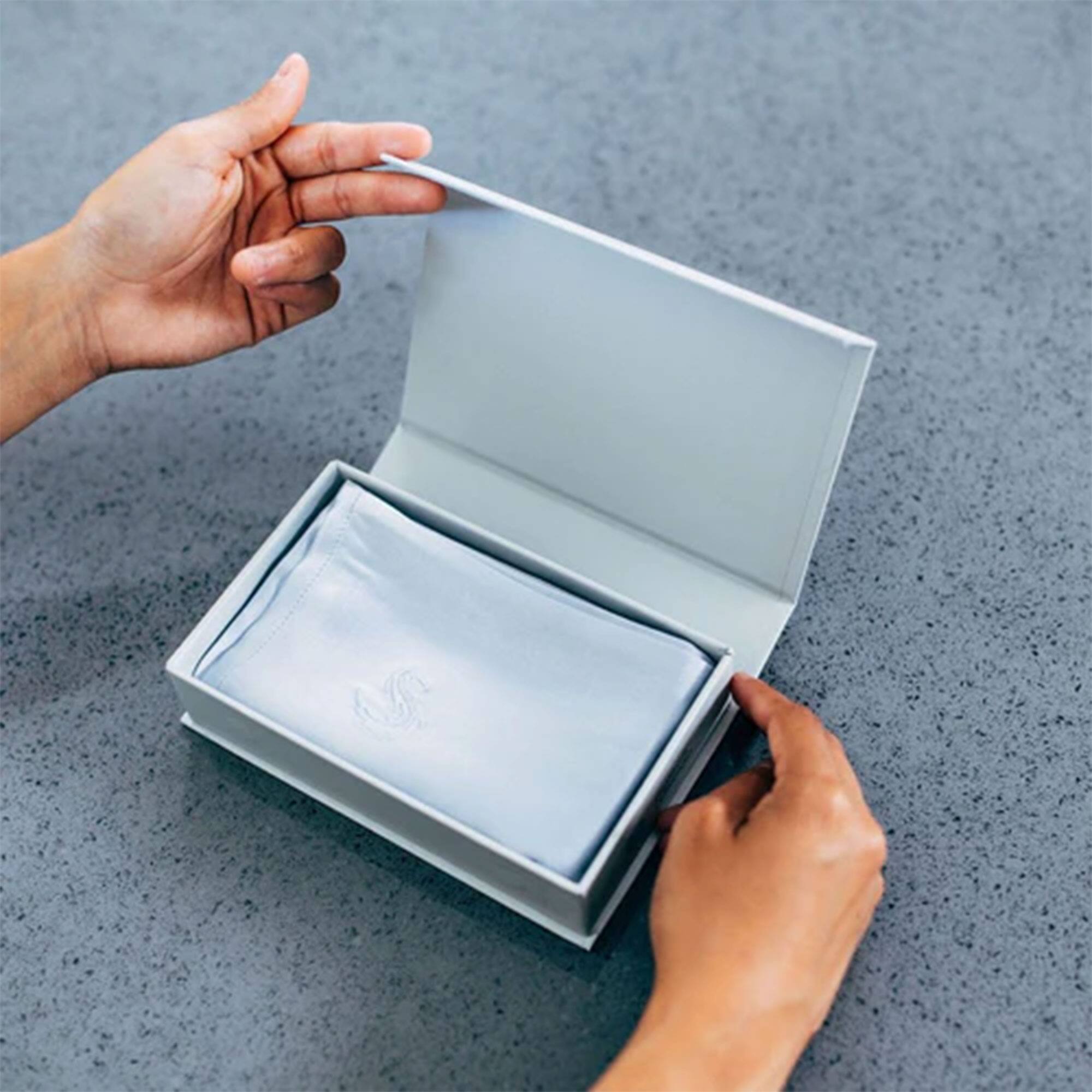 Alt View 5. Sleepgram - Sleepgram Queen Standard Size Breathable Cooling 6A Silk Pillowcase, Grey Stone - Platinum.