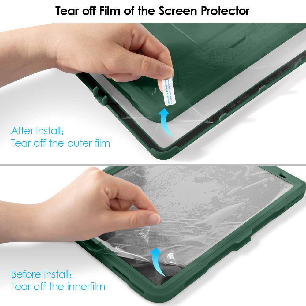 Tear off Film of the Screen Protector

After Install:
Tear off the outer film

Before Install:
Tear off the inner film