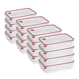 Sterilite - 03426604 16 Cup Rectangle UltraSeal Food Storage Container, Red 16 Ct - Clear/Rocket Red