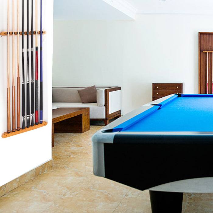 Alt View 2. GSE Games & Sports Expert - 2-Piece Wood 8 Billiard Pool Cue Rack Wall Mounted Holders, Pool Cue Sticks Wall Rack Set - Oak - Oak.