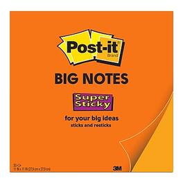 Post-it - Big Notes Super Sticky Notes, 11" x 11", 30 Sheets/Pad - Orange