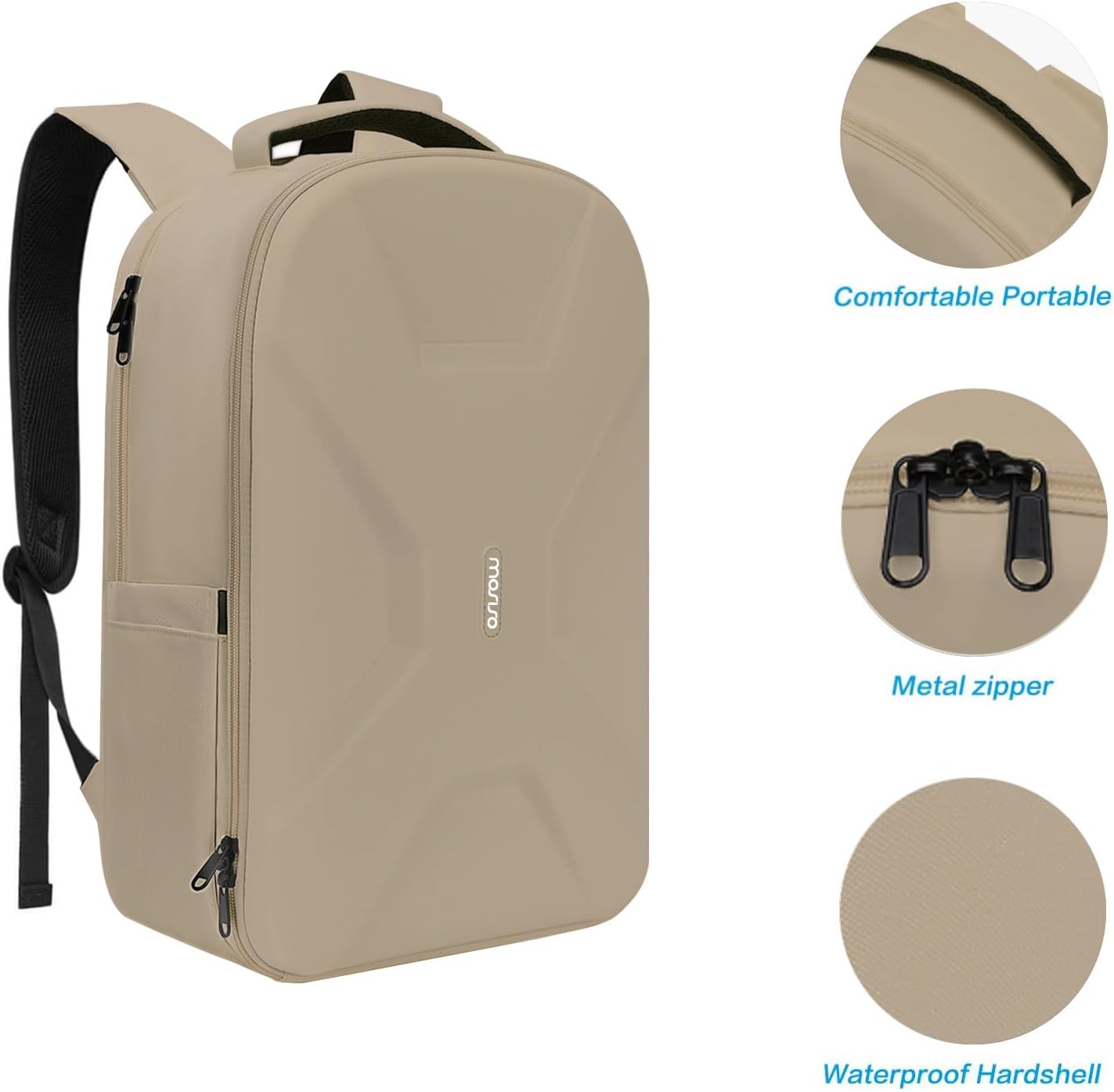 Comfortable Portable  
Metal zipper  
Waterproof Hardshell