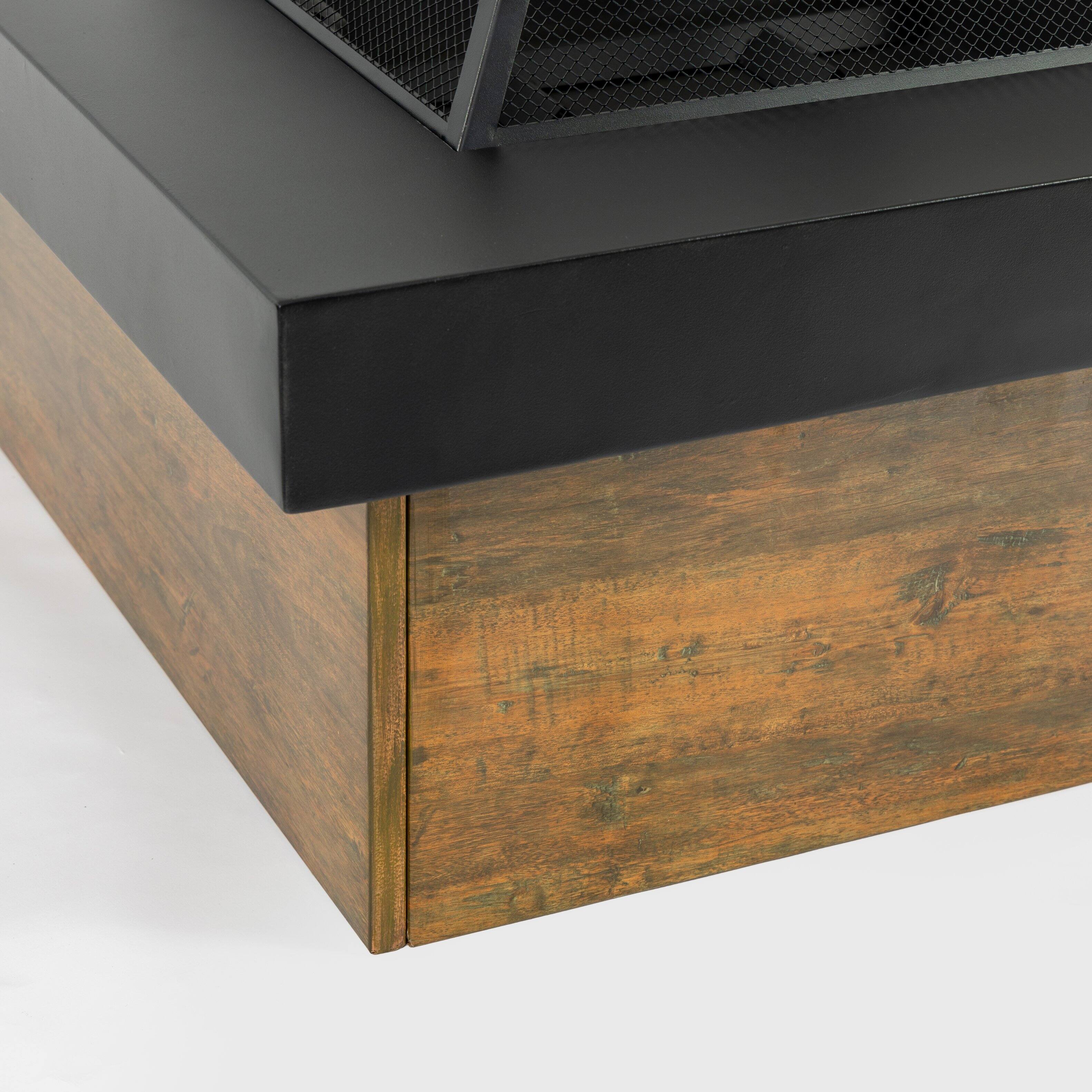 Angle. TinyHomie - 36 inch Iron Fire Pit Table Wood Burning Stove.