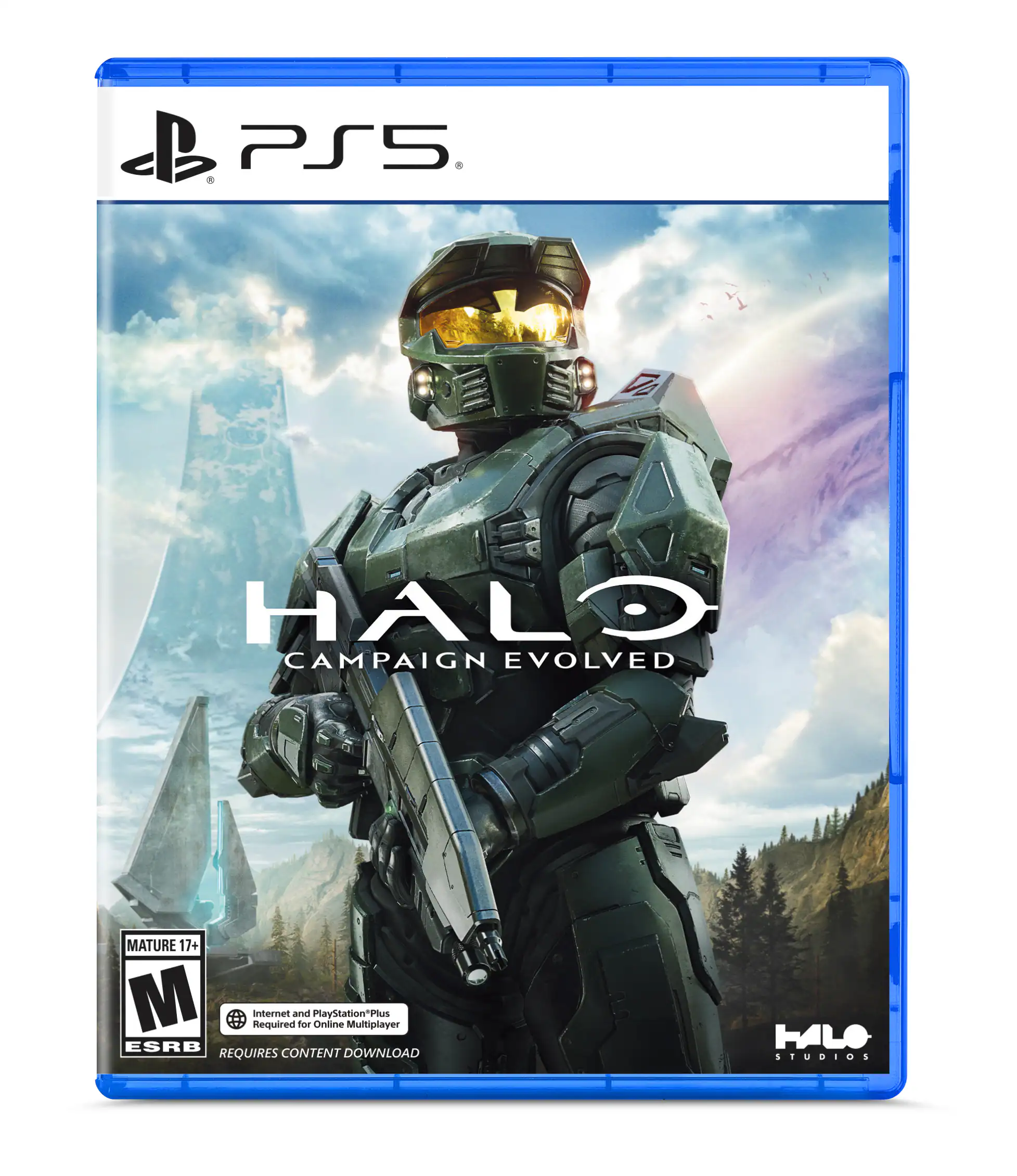 PS5. HALO CAMPAIGN EVOLVED MATURE 17+ M internet Required and for PlayStation*Plus Online Multiplayer ESRB REQUIRES CONTENT DOWNLOAD WLO STUDIOS - M (Mature 17+)