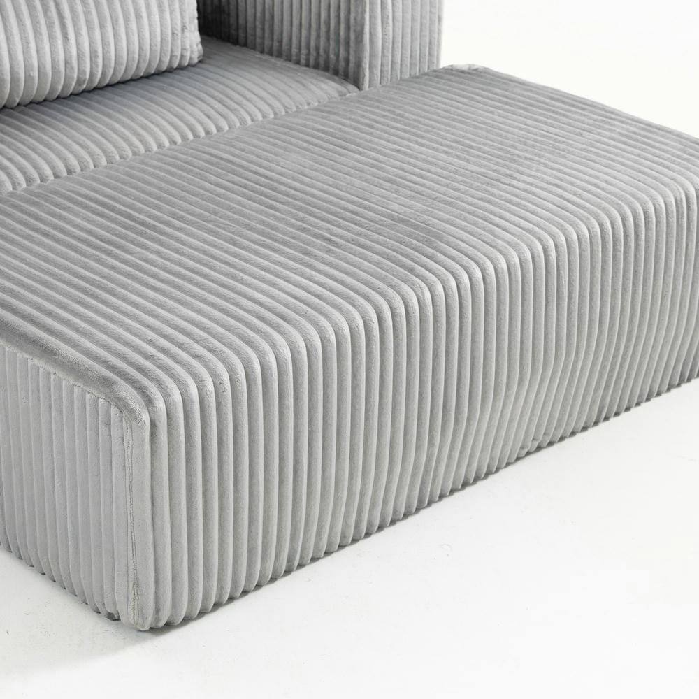 Alt View 10. Kadyn - Oversized All-Foam Lounge Chair with Ottoman, Modular Corduroy, No-Tool Assembly, Gray - Gray.
