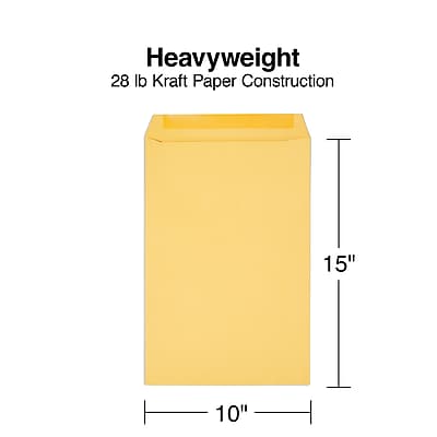 Heavyweight  
28 lb Kraft Paper Construction  
15" x 10"