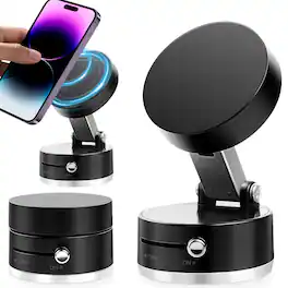 Vena - Car Phone Holder Mount Magsafe Car Mount for iPhone, Lock Suction Cup Magnetic Phone Holder for Car Cell Phone Car Mount - Black