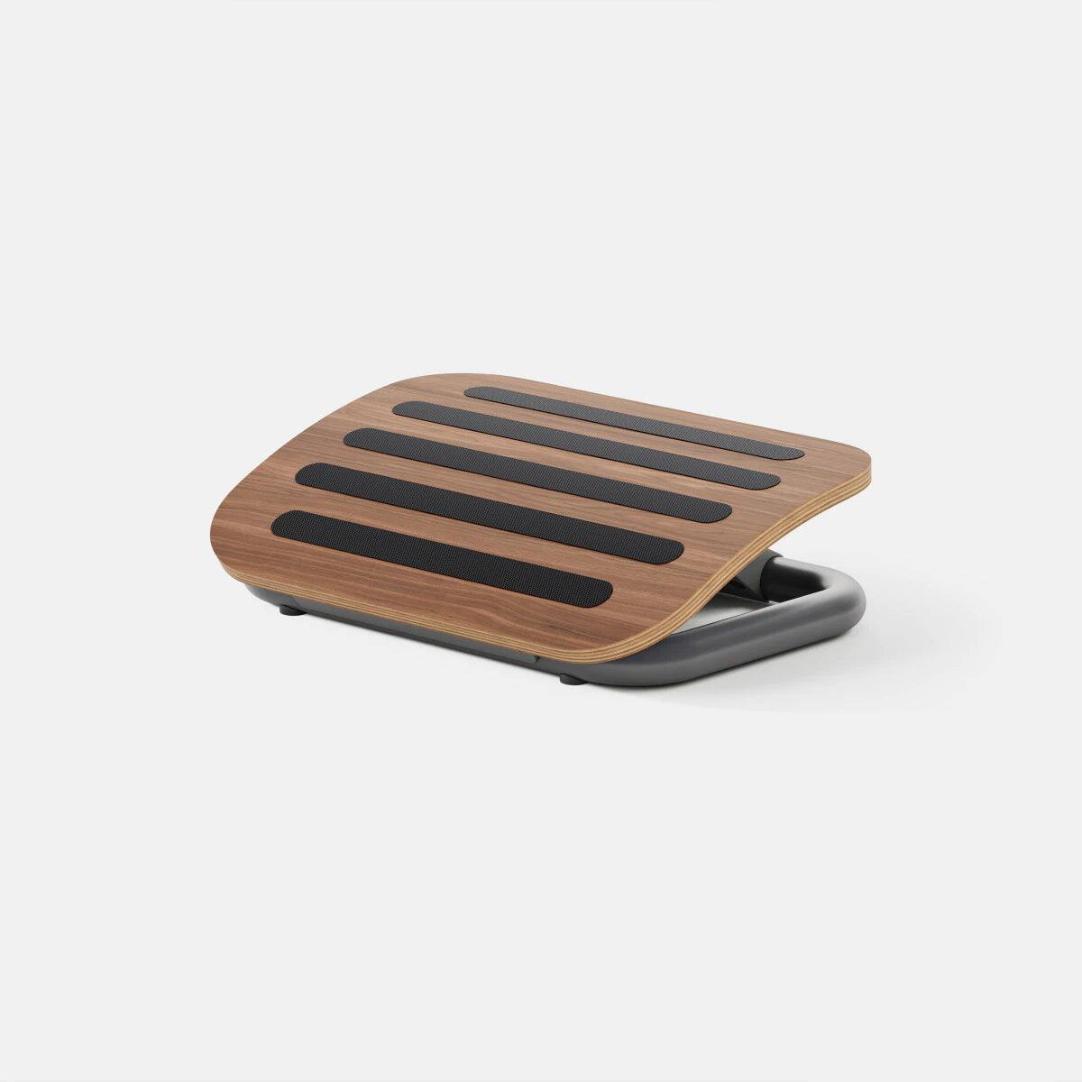 Left. Branch Furniture - Adjustable Footrest – Ergonomic Comfort & Support for Healthier Posture at Any Desk - Walnut.