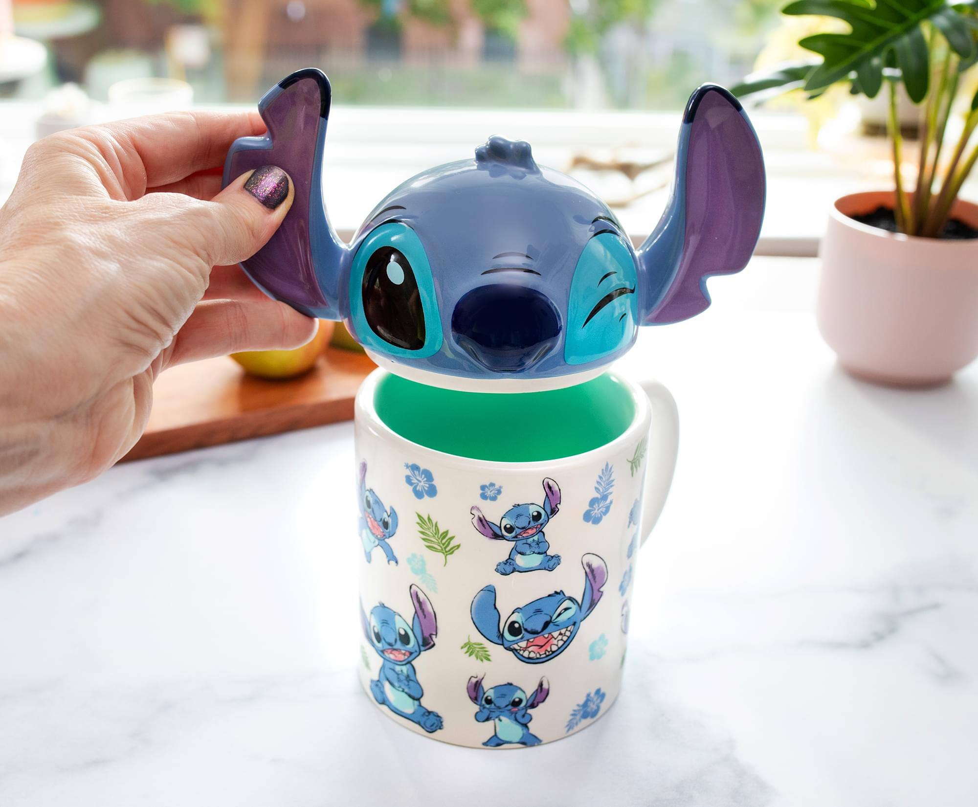 Alt View 3. Disney - Disney Lilo & Stitch Ceramic Mug With Sculpted Topper | Holds 18 Ounces - Blue.