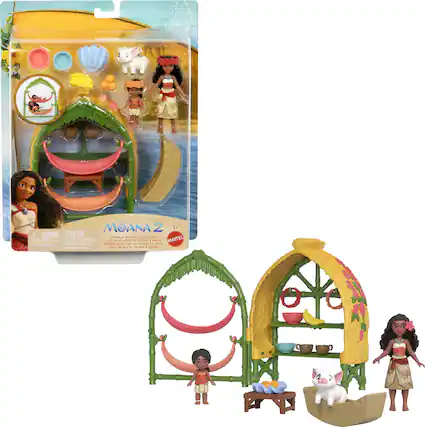 The text on the image is:
"WARNING: ATTENTION:
MOANA 2
MAISON DE VILLAGE DE MOANA ET SINA
MATTEL"