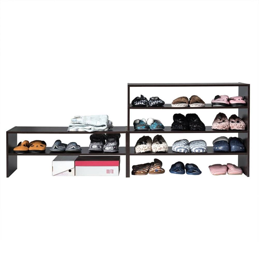Alt View 1. Kadyn - 3 Pieces 31-Inch Stackable Multi-Shape Shoe Rack-Brown, Space-Saving Shoe Rack Organizer for Closet Entryway - Brown.