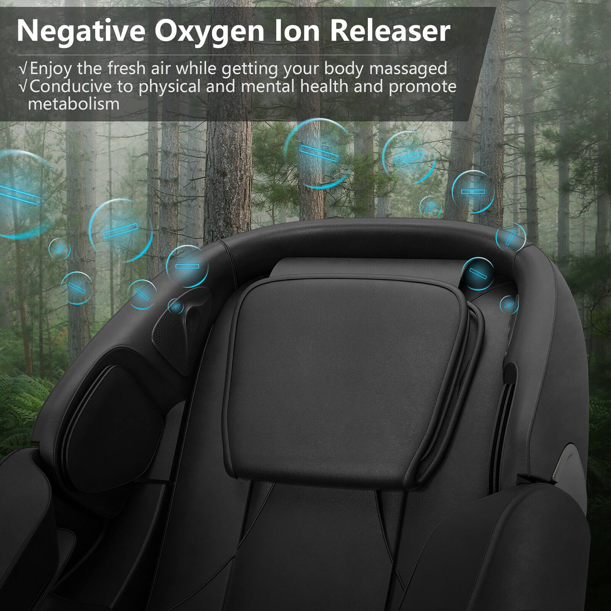 Negative Oxygen Ion Releaser: Enjoy the fresh air while getting your body massaged. Conducive to physical and mental health and promote metabolism.