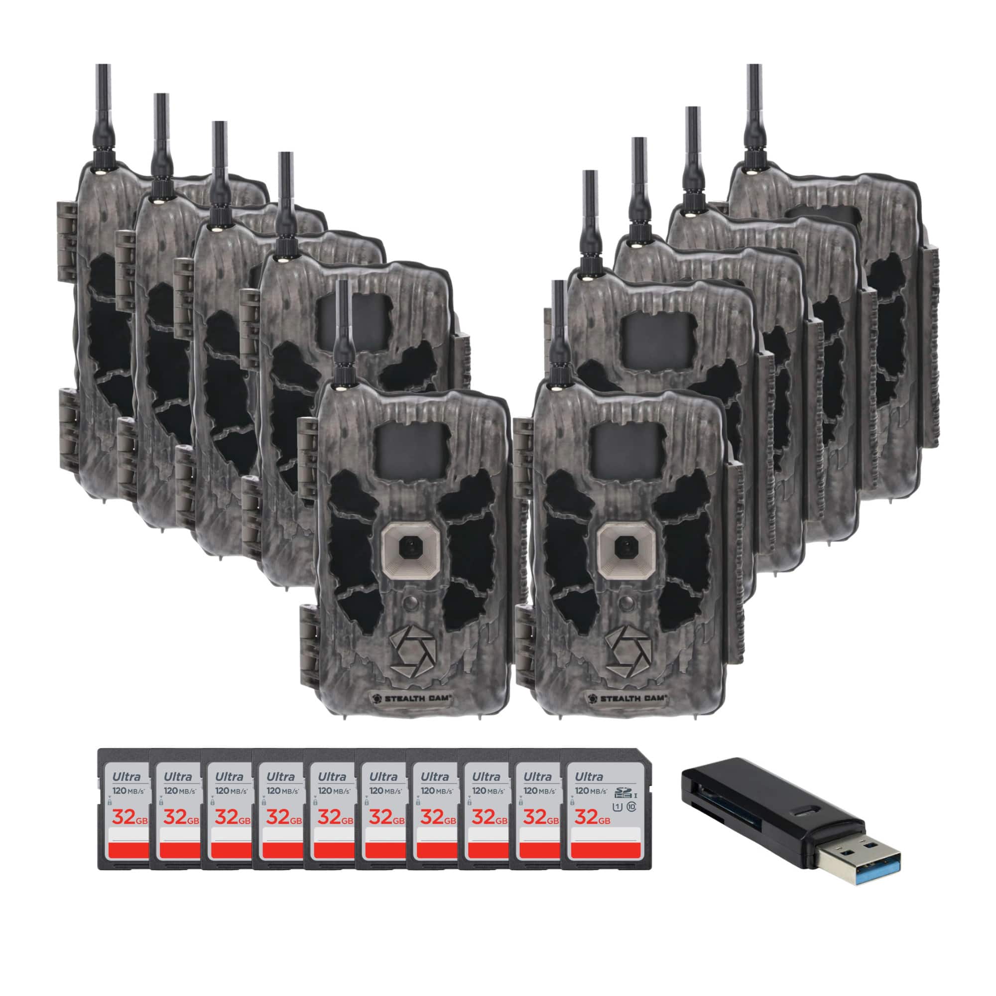 Muddy - Stealth Cam Deceptor Dual Network Trail Camera Bundle with Accessories (10 Pack)
