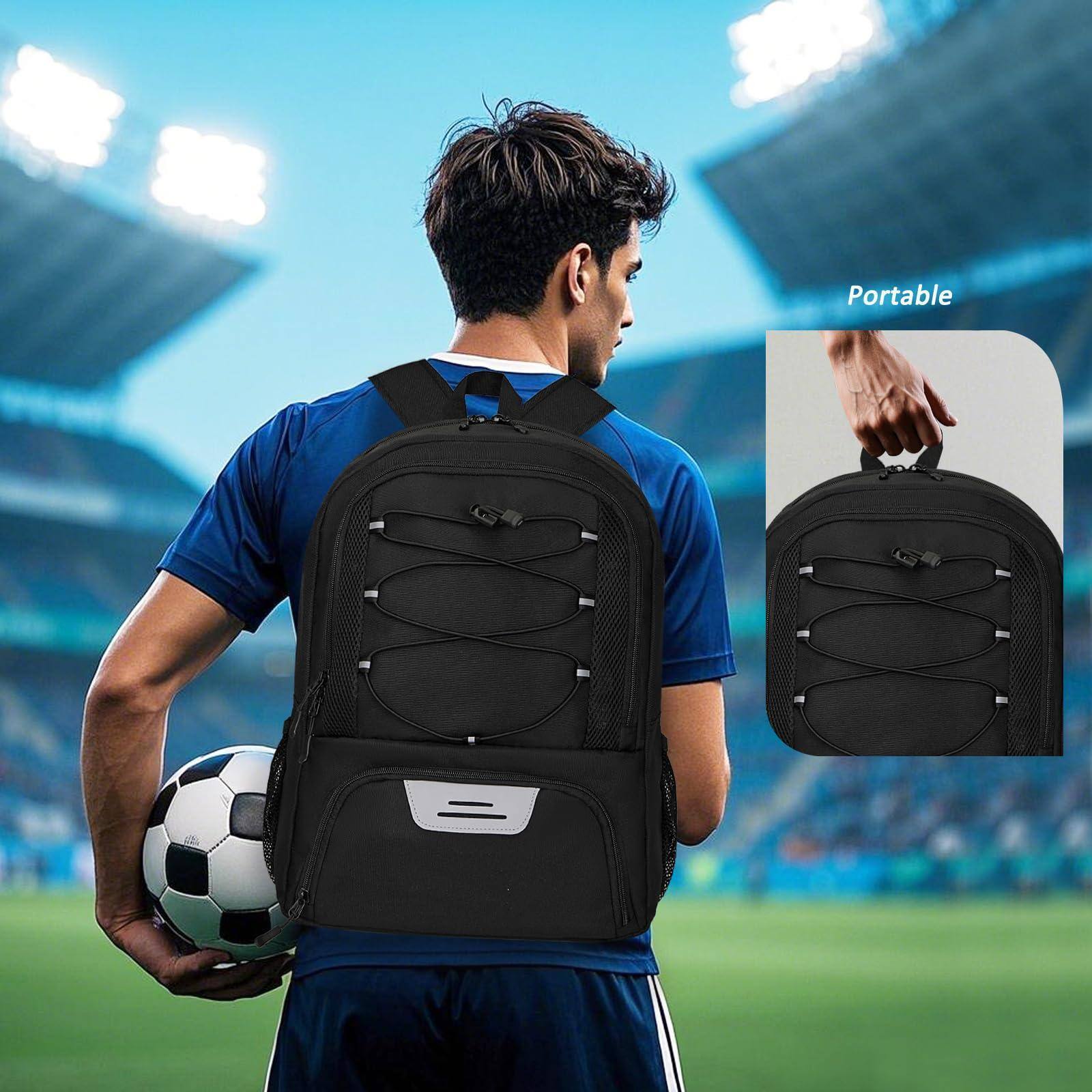 Alt View 4. Stamp n Camp - Soccer Bag  Basketball With Ball Compartment & Shoe Large Backpack For Gym,football - black.