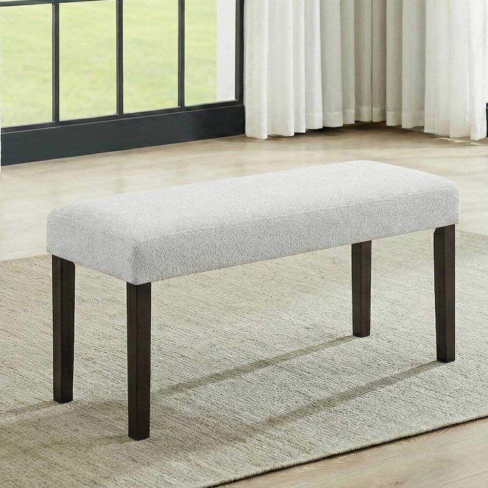 Alt View 1. New Classic Furniture - Carissa Dining Bench with Upholstered Seat in Stone - Espresso/Gray.