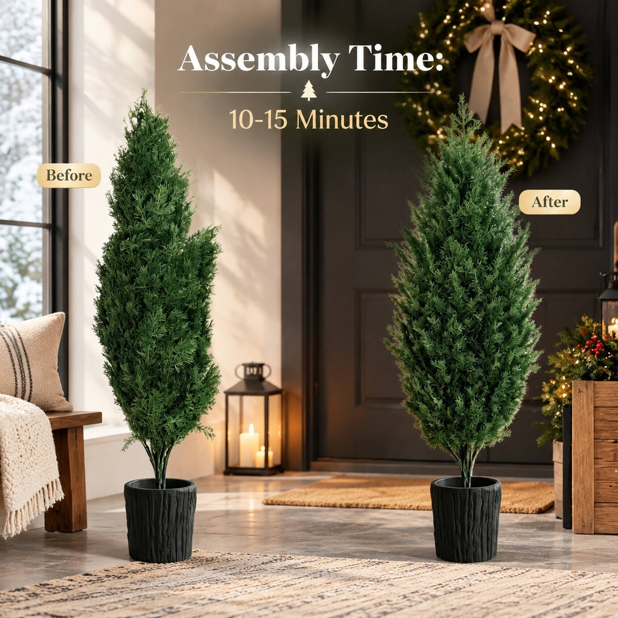 Assembly Time:  
10-15 Minutes  
Before  
After