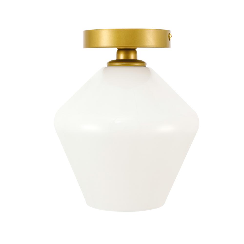 Alt View 9. Living District - Gene 1 light Brass and Frosted white glass Flush mount - Brass And Frosted White Glass.