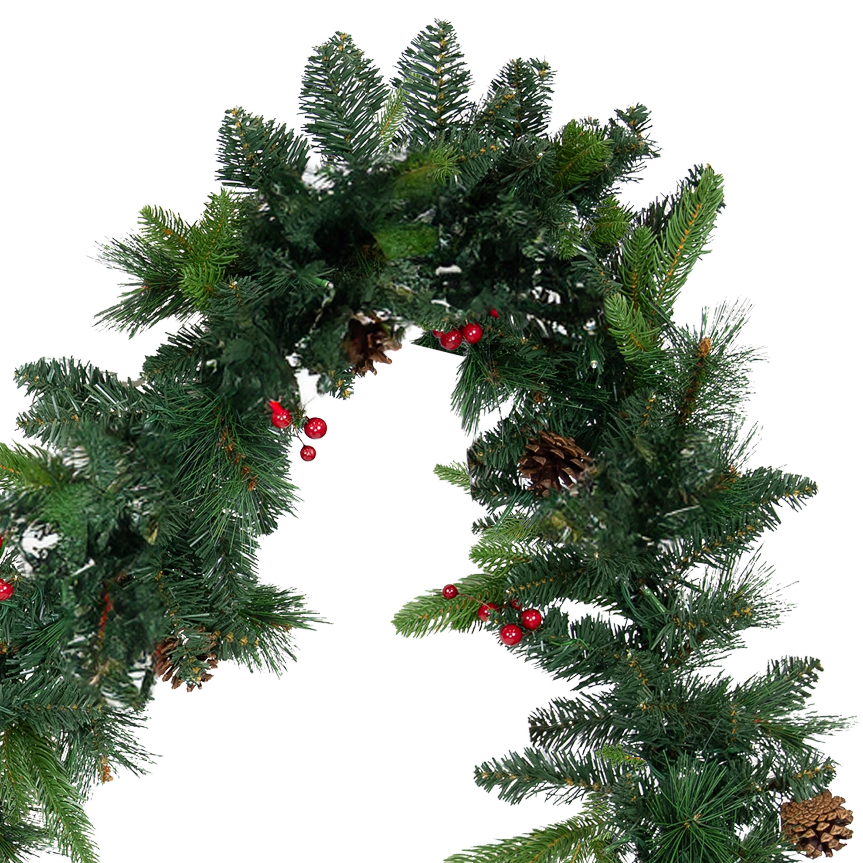 Alt View 9. Sunnydaze - Holiday Glimmer 9' Pre-Lit PVC Garland - Traditional - Green.