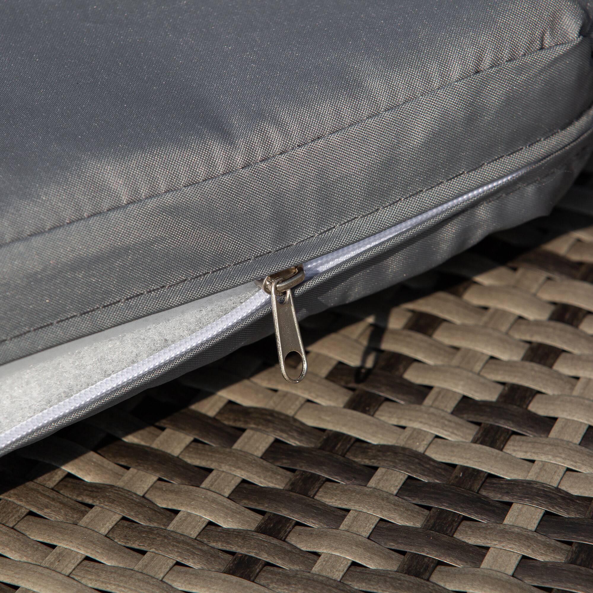 Alt View 7. Outsunny - 4-Piece Round Convertible Daybed with Cushions, Outdoor PE Rattan Patio Wicker Sofa Set - Dark Gray.