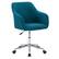 Angle. CorLiving - Marlowe Upholstered Chrome Base Task Chair - Dark Blue.