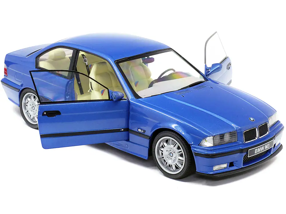 Alt View 1. Solido - 1994 BMW E36 M3 Blue Estoril Metallic 1/18 Diecast Model Car by Solido.