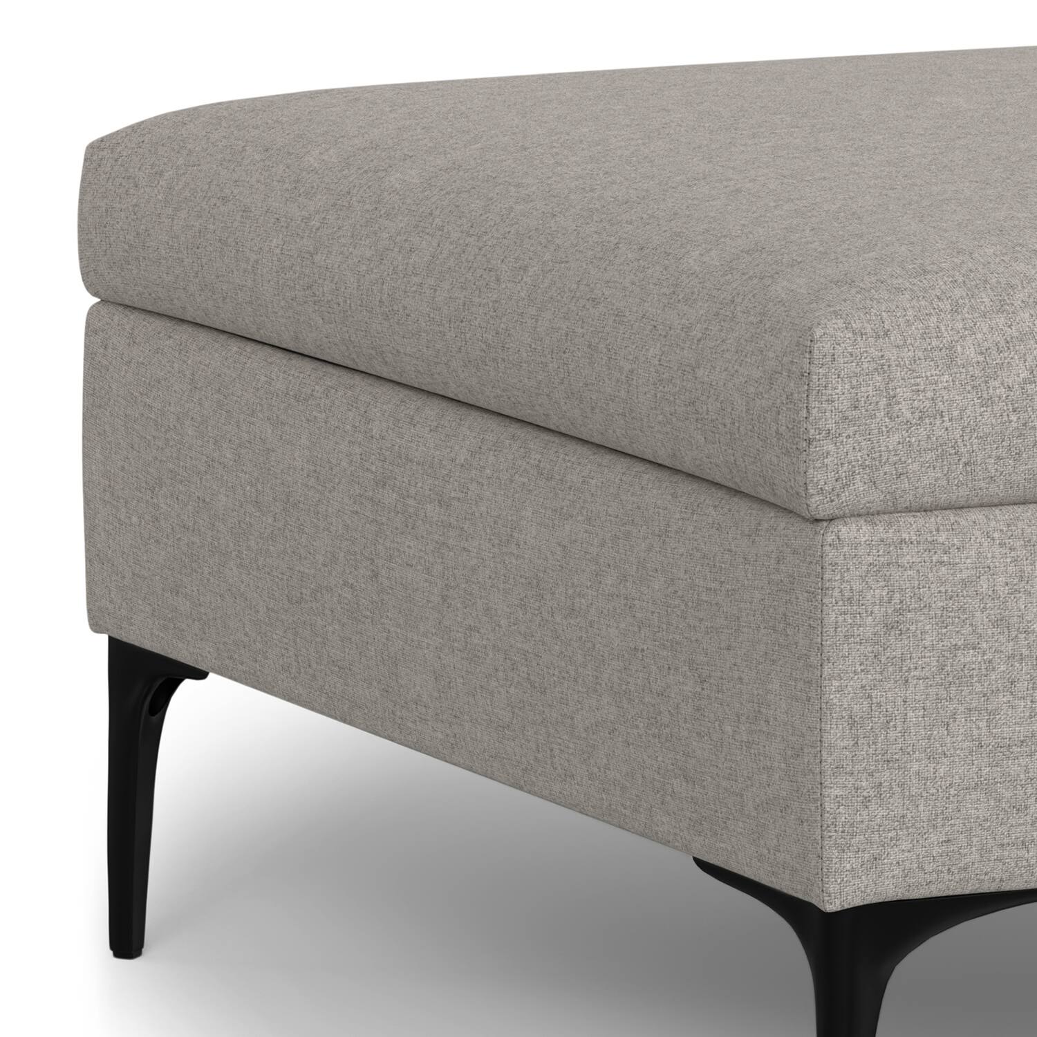 Alt View 8. Simpli Home - Rebecca 36 inch Contemporary Coffee Table Storage Ottoman with Lift Up Lid in Cloud Grey Polyester Linen, Assembled - Cloud Grey.
